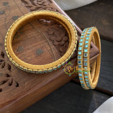 Single Line Kundan Bangle-Glossy-Blue-G3629